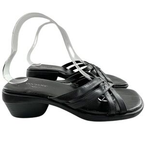 Dockers womens sandals size 8 black leather vintage 90s square toe slides